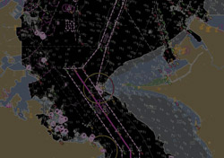 ENC image of Uraga Suido (at night)