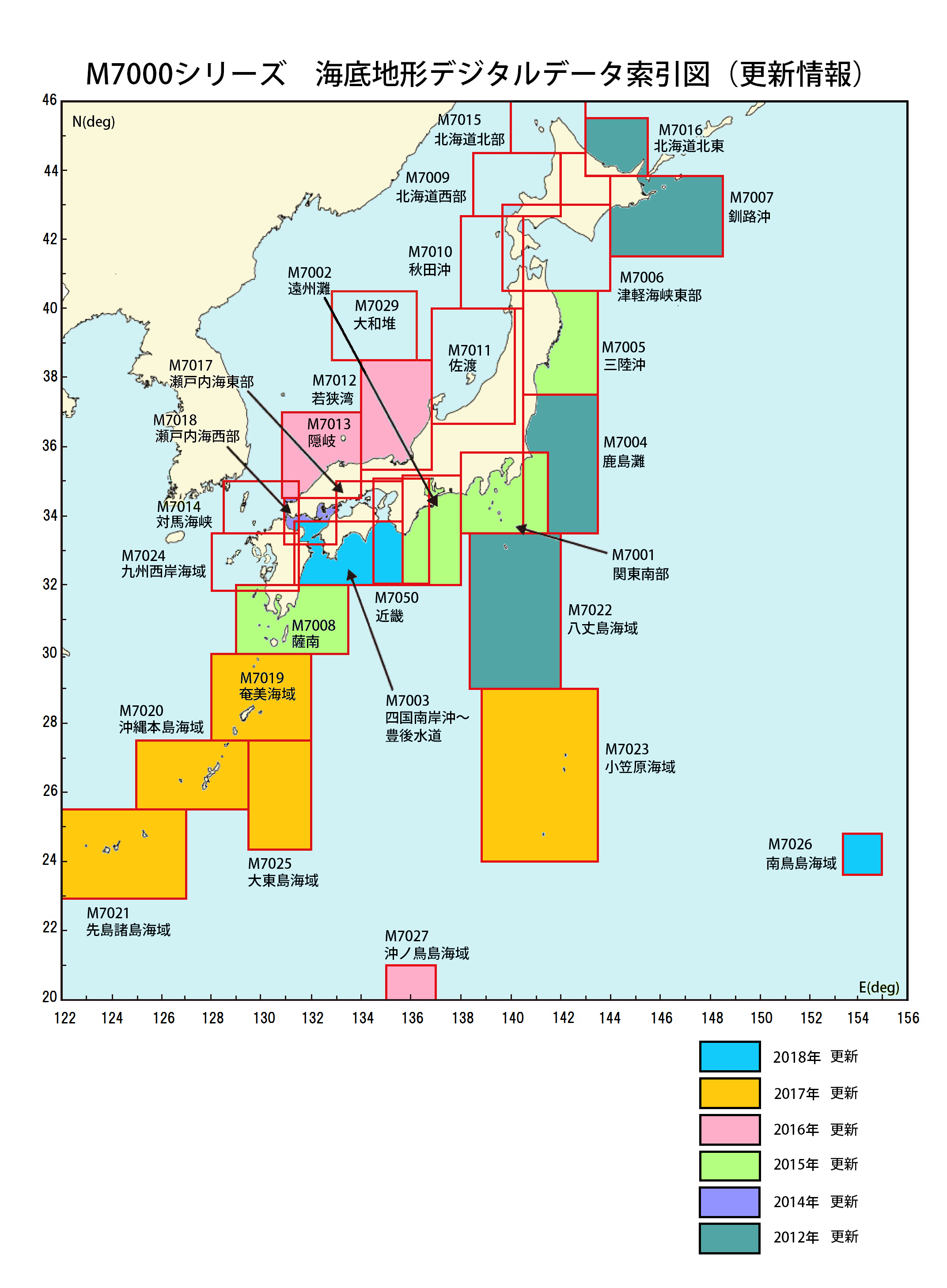 M7000シリーズ 海底地形デジタルデータの索引図(更新情報