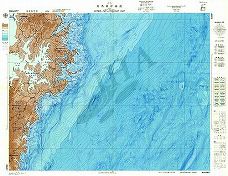 対馬東岸南部 (海底地形図)